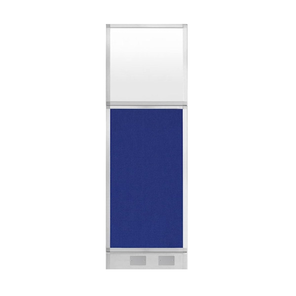 Hush Panel Configurable Cubicle Partition 2' x 6' Royal Blue Fabric Frosted Window w/ Cable Channel
